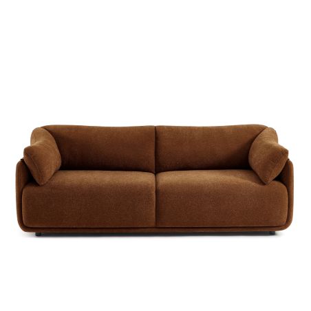 Canapé KURLY 3 places tissu chenille tramé marron