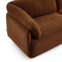 Canapé KURLY 3 places tissu chenille tramé marron