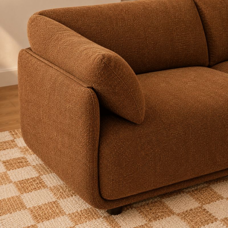 Canapé KURLY 3 places tissu chenille tramé marron