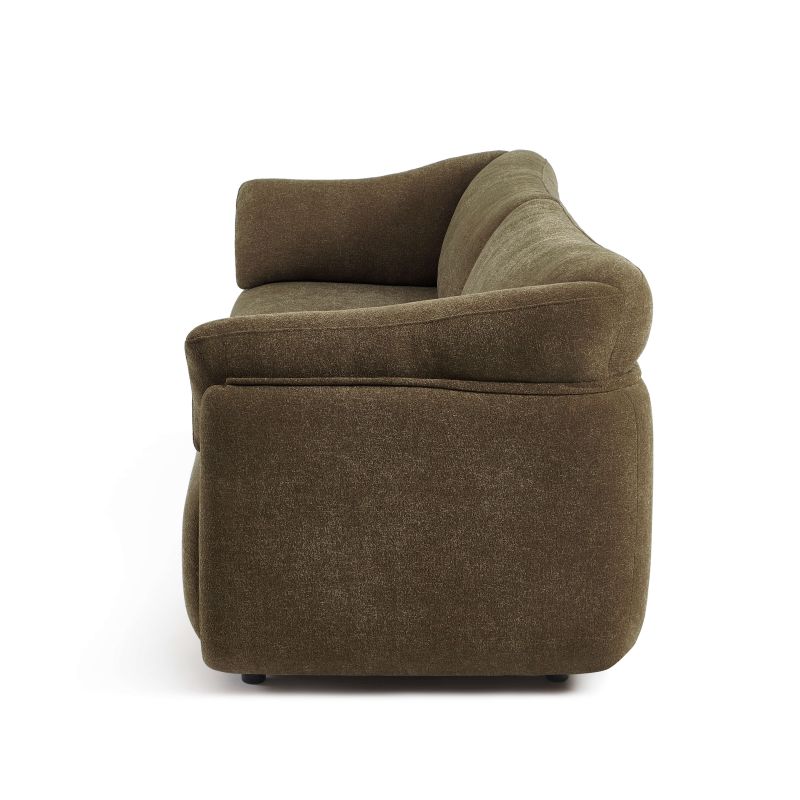 Canapé KURLY 3 places tissu chenille tramé taupe