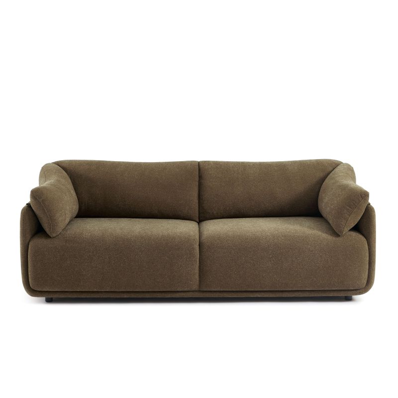 Canapé KURLY 3 places tissu chenille tramé taupe