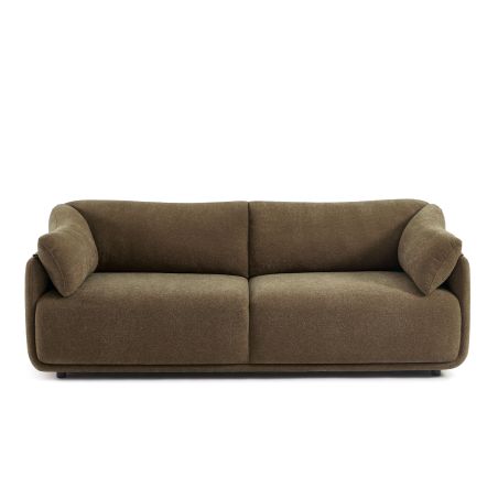Canapé KURLY 3 places tissu chenille tramé taupe