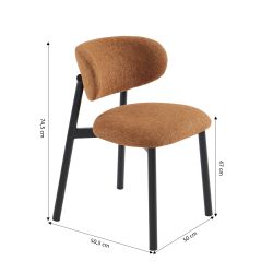 Lot de 4 chaises CIARA bouclette terracotta et pieds métal noir