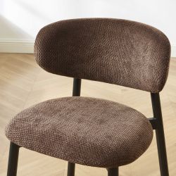 Lot de 4 chaises CIARA bouclette marron et pieds métal noir