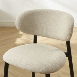 Lot de 4 chaises CIARA bouclette beige et pieds métal noir