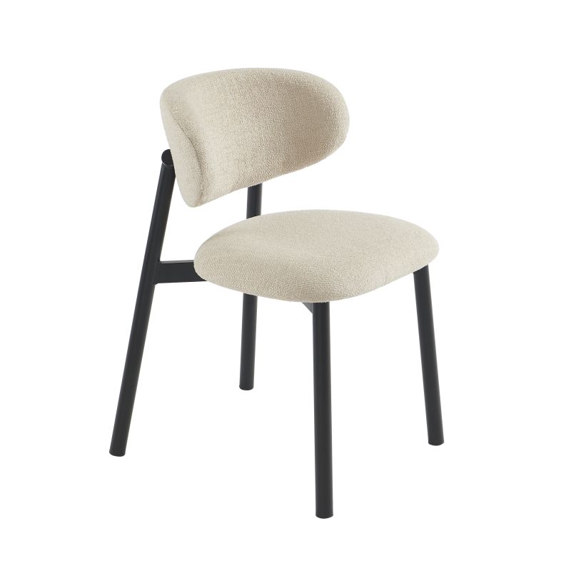 Lot de 6 chaises CIARA bouclette beige et pieds métal noir