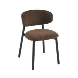 Lot de 6 chaises CIARA bouclette marron et pieds métal noir