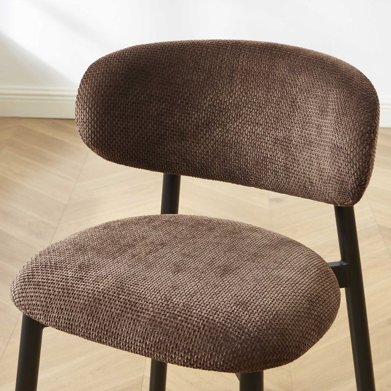 Lot de 6 chaises CIARA bouclette marron et pieds métal noir