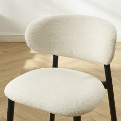 Lot de 6 chaises CIARA bouclette écrue et pieds métal noir