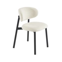 Lot de 6 chaises CIARA bouclette écrue et pieds métal noir