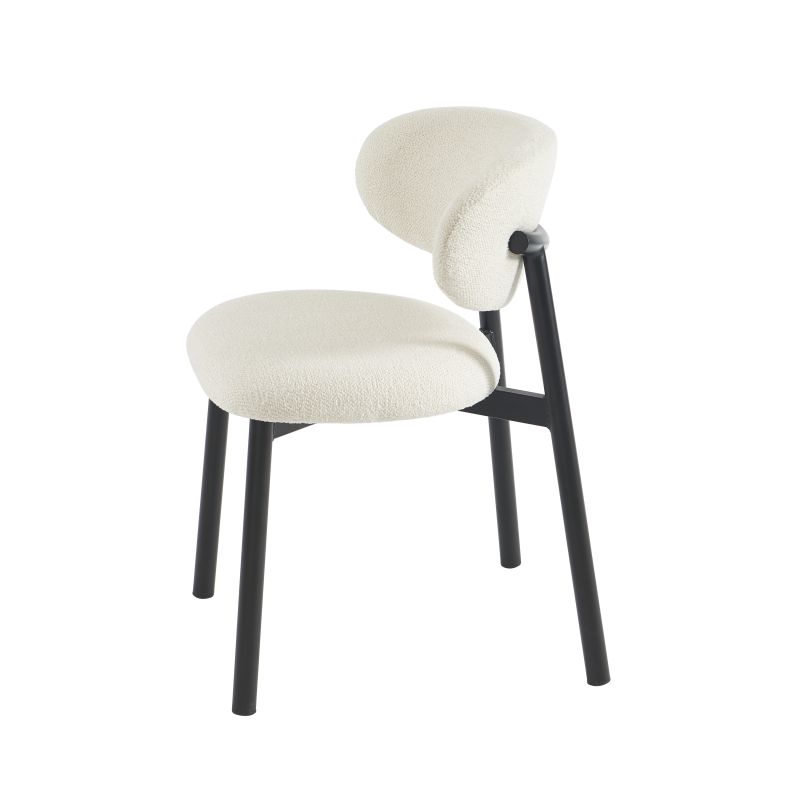 Lot de 6 chaises CIARA bouclette écrue et pieds métal noir