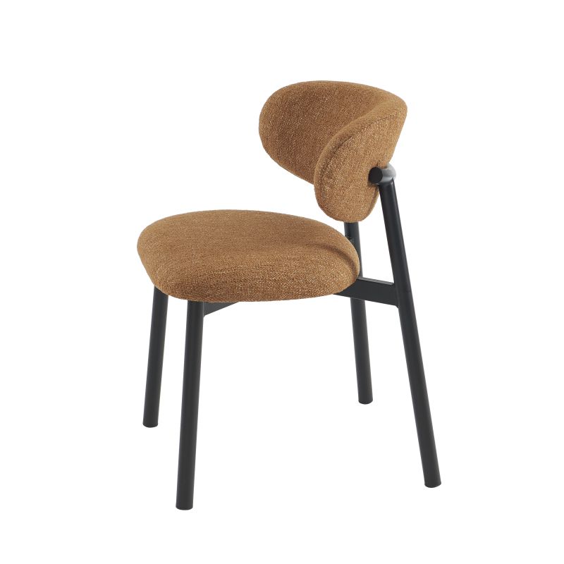 Lot de 6 chaises CIARA bouclette terracotta et pieds métal noir