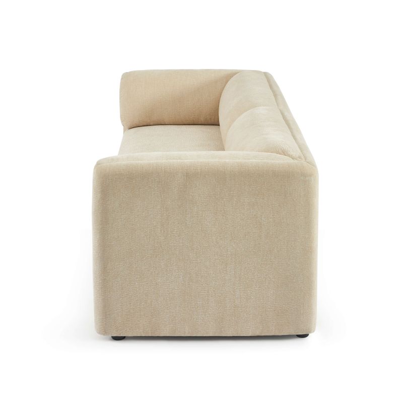 Ensemble canapés droits fixes 3+2 NIKKI velours texturé beige