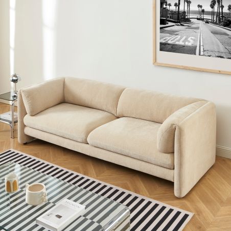 Ensemble canapés droits fixes 3+2 NIKKI velours texturé beige