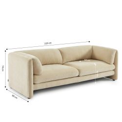 Ensemble canapés droits fixes 3+2 NIKKI velours texturé beige