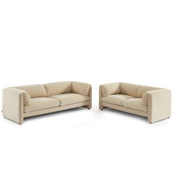 Ensemble canapés droits fixes 3+2 NIKKI velours texturé beige