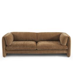 Ensemble canapés droits fixes 3+2 NIKKI velours texturé marron