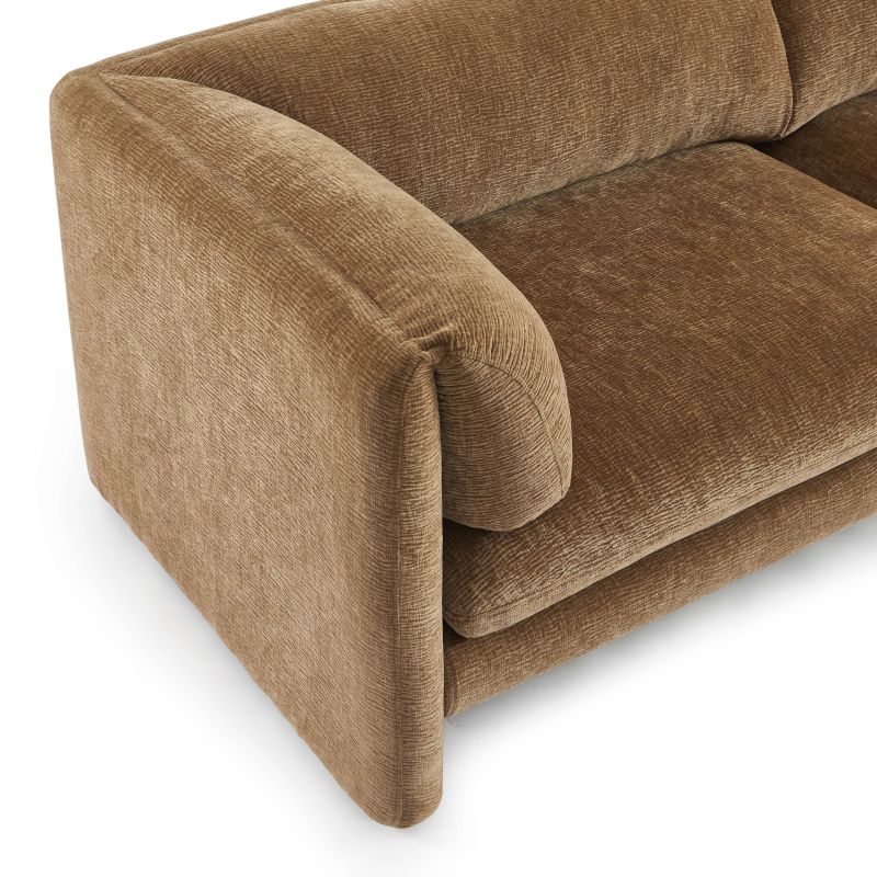 Ensemble canapés droits fixes 3+2 NIKKI velours texturé marron