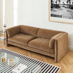 Ensemble canapés droits fixes 3+2 NIKKI velours texturé marron