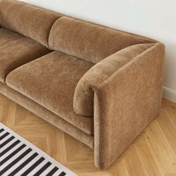 Ensemble canapés droits fixes 3+2 NIKKI velours texturé marron