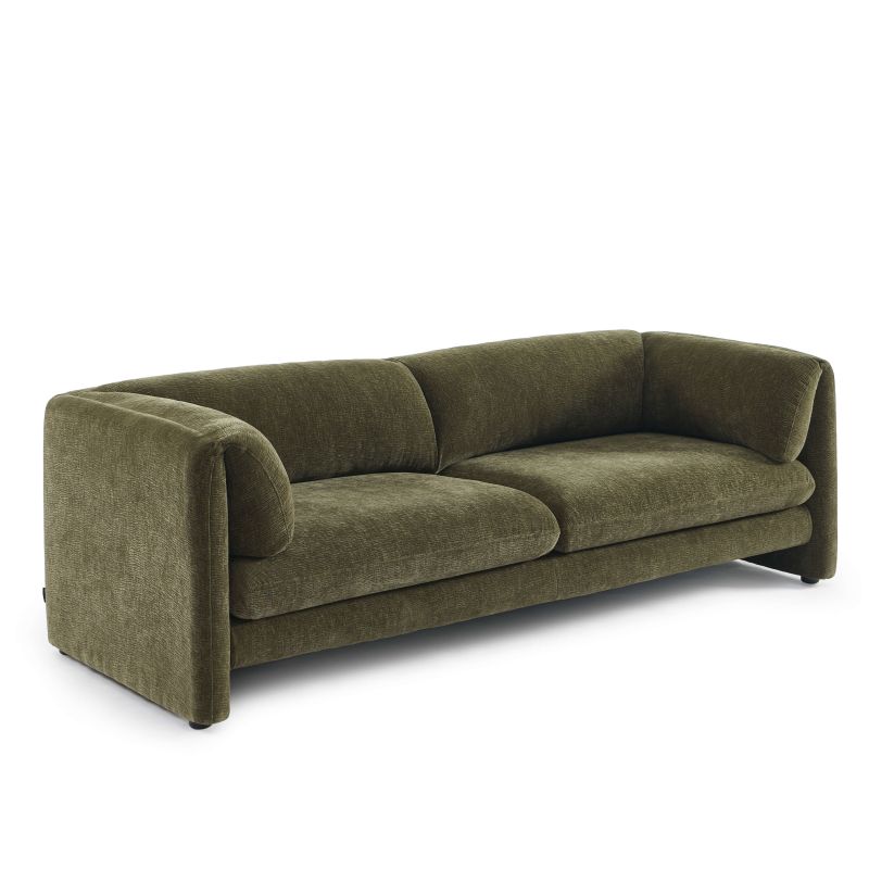 Ensemble canapés droits fixes 3+2 NIKKI velours texturé vert