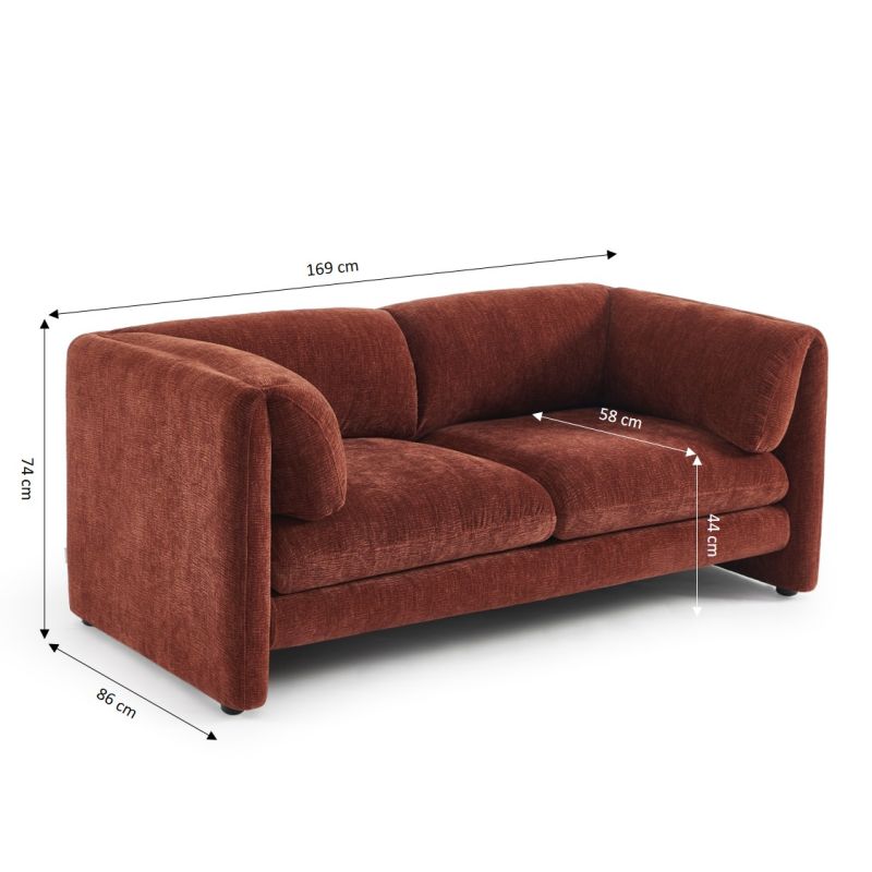 Ensemble canapés droits fixes 3+2 NIKKI velours texturé terracotta
