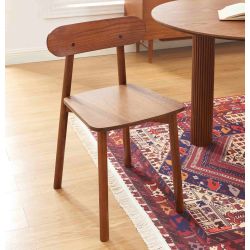 Lot de 4 chaises CELESTE chêne massif couleur noyer et pieds en placage chêne