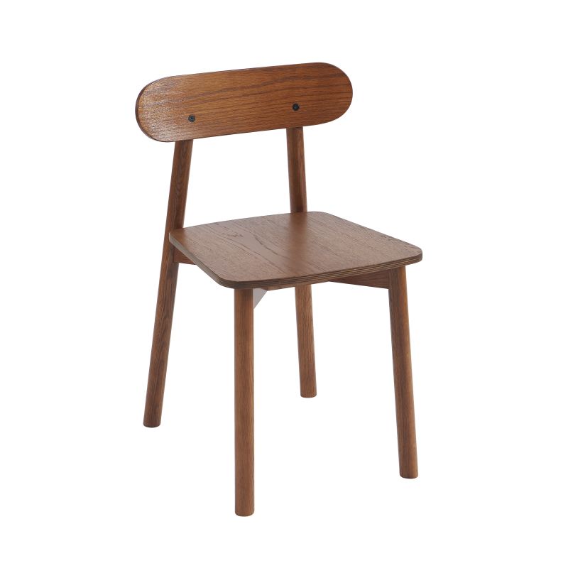 Lot de 4 chaises CELESTE chêne massif couleur noyer et pieds en placage chêne