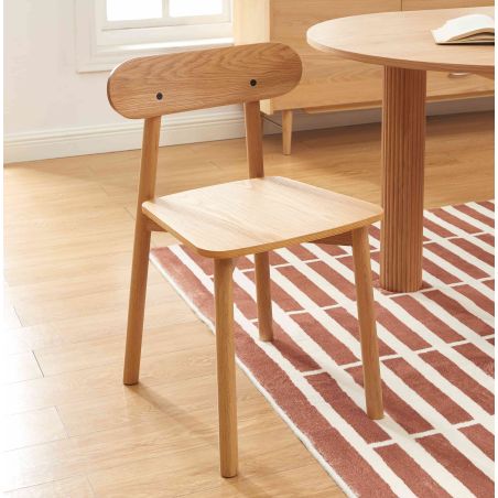 Lot de 6 chaises CELESTE chêne massif et pieds en placage chêne