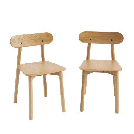 Lot de 6 chaises CELESTE chêne massif et pieds en placage chêne