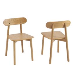 Lot de 6 chaises CELESTE chêne massif et pieds en placage chêne