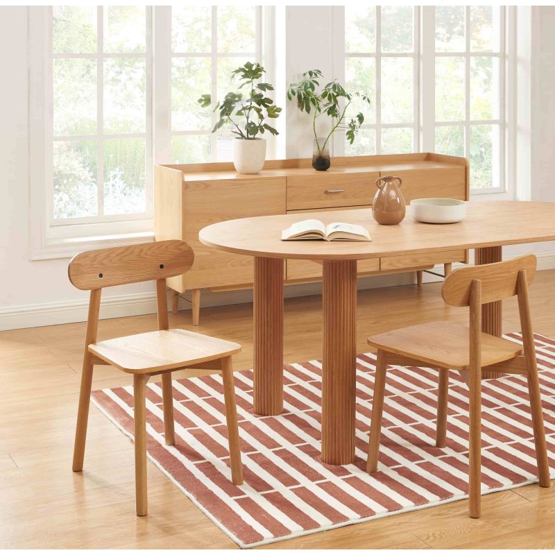 Lot de 6 chaises CELESTE chêne massif et pieds en placage chêne