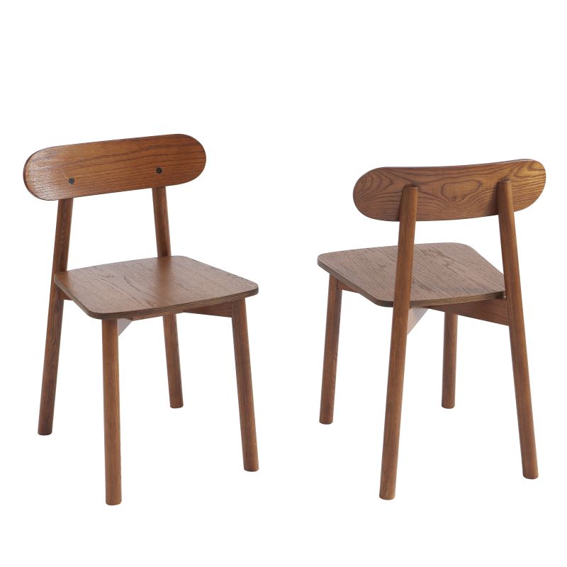 Lot de 6 chaises CELESTE chêne massif couleur noyer et pieds en placage chêne