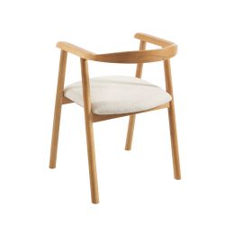 Lot de 4 chaises LORENZ chêne massif et tissu beige
