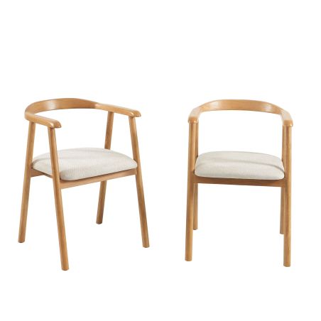 Lot de 6 chaises LORENZ chêne massif et tissu beige