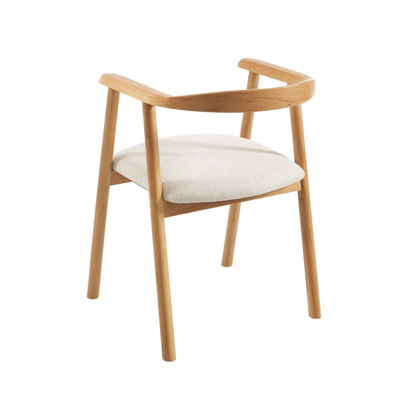 Lot de 6 chaises LORENZ chêne massif et tissu beige