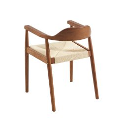 Lot de 4 chaises MARTIE chêne massif couleur noyer et corde