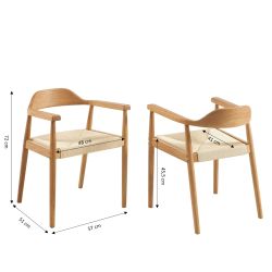 Lot de 6 chaises MARTIE chêne massif et corde