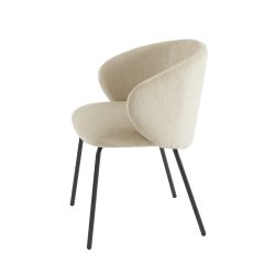 Lot de 4 chaises CASSIE tissu chenille beige et pieds métal noir