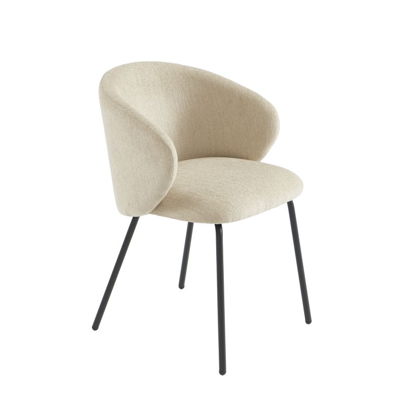 Lot de 6 chaises CASSIE tissu chenille beige et pieds métal noir
