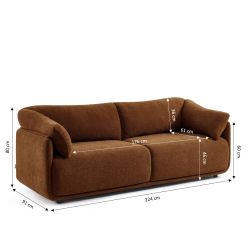 Canapé KURLY 3 places tissu chenille tramé marron