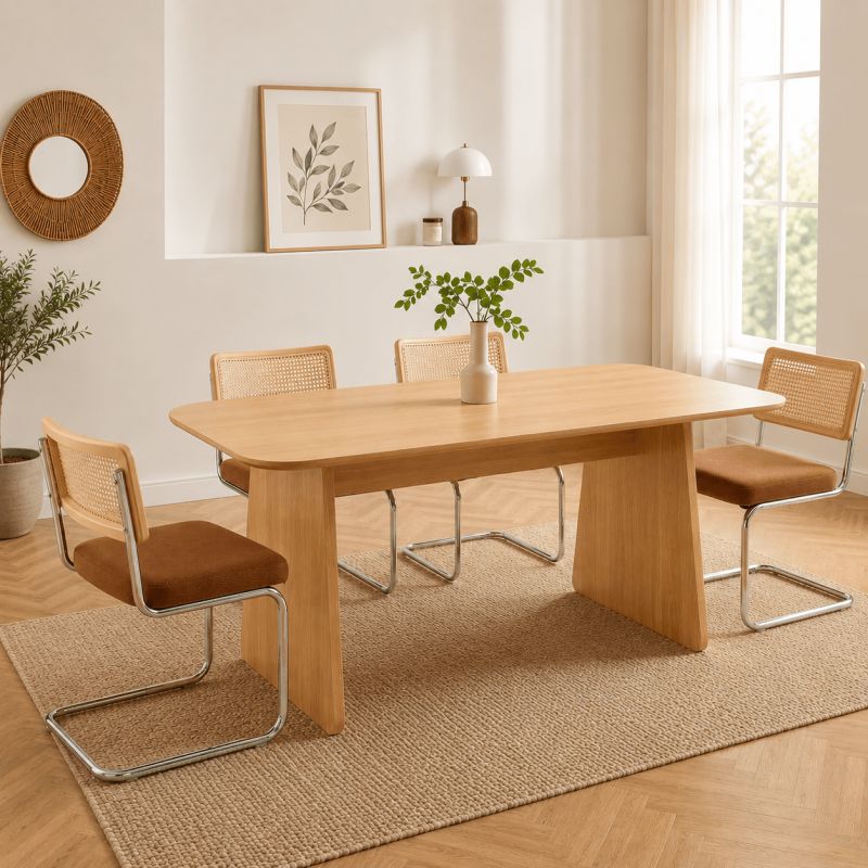 Table à manger LANGO rectangulaire effet chêne 180 cm