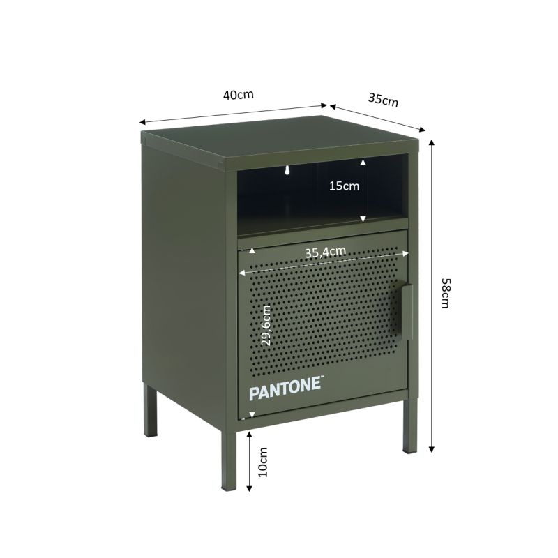 Table de chevet PANTONE métal vert olive