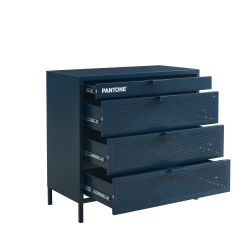 Commode PANTONE 4 tiroirs métal bleu nuit 80cm