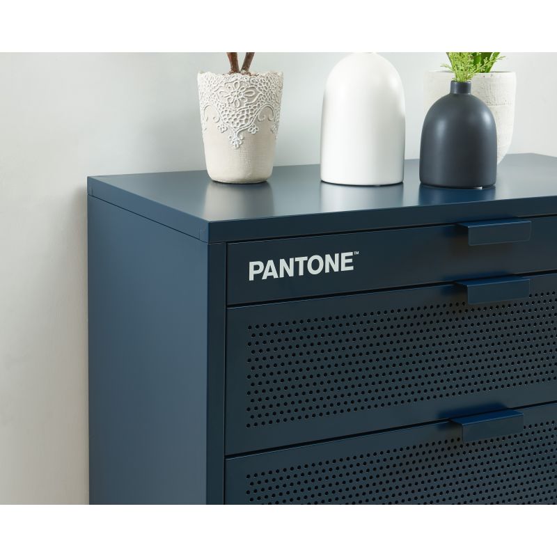 Commode PANTONE 4 tiroirs métal bleu nuit 80cm