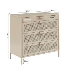 Commode PANTONE 4 tiroirs métal taupe 80cm