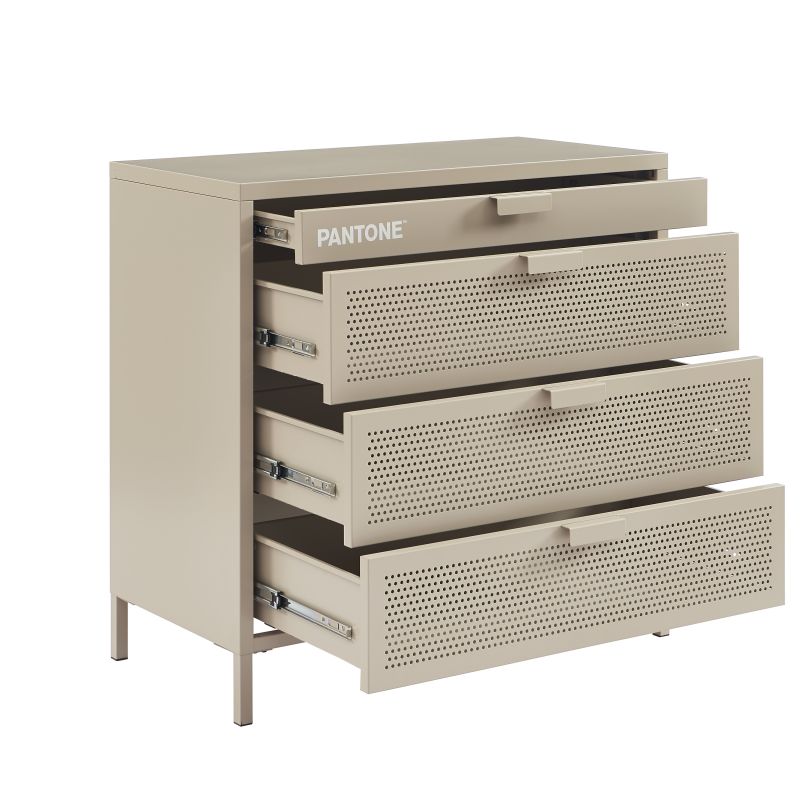 Commode PANTONE 4 tiroirs métal taupe 80cm