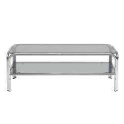 Meuble TV MAGGY verre trempé noir structure en chrome