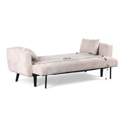 Canapé droit convertible CRENOA 3 places velours côtelé beige
