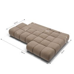 Canapé d'angle droit convertible ALMERA 4 places tissu taupe